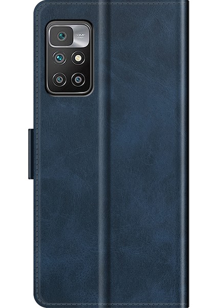 Pu Deri Tam Koruma Cüzdan Kapak Stand Stand Kılıfı Xiaomi Redmi Için Manyetik Çift Tokalı 10 Prime/redmi 10 Mavi (Yurt Dışından) modelleri