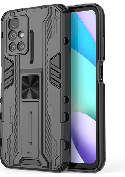Hibrit Şok Geçirmez Ağır Hizmet Tipi Sert Pc Yumuşak Tpu Koruyucu Kasa Xiaomi Için Kickstand ile Not 11 4g (Mediatek)/redmi 10 4g (2021)/REDMI 10 2022 4g-Black (Yurt Dışından)