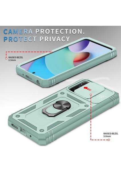 Xiaomi Redmi 10 4g (2021)/REDMI 10 2022 4g/redmi Not 11 4g (Mediatek) Kamera Lens Koruyucu Kasa Pc+Tpu Kickstand Kapak Kart Yuvası-Yeşil (Yurt Dışından) fırsatları