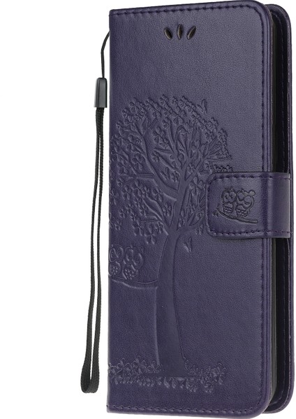 Xiaomi Redmi 9-Dark Mor Için Baskı Ağacı Baykuş Cüzdan Deri Kılıf (Yurt Dışından) fiyatları