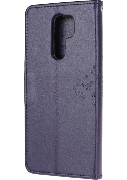 Xiaomi Redmi 9-Dark Mor Için Baskı Ağacı Baykuş Cüzdan Deri Kılıf (Yurt Dışından) modelleri