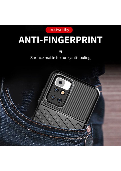 Thunder Serisi Twill Doku Anti-Çizelge Yumuşak Tpu Slim Fit Esnek Telefon Kılıfı Xiaomi Redmi 10 4g (2021)/10 2022 4g/not 11 4g (Mediatek) -Blue (Yurt Dışından) fırsatları