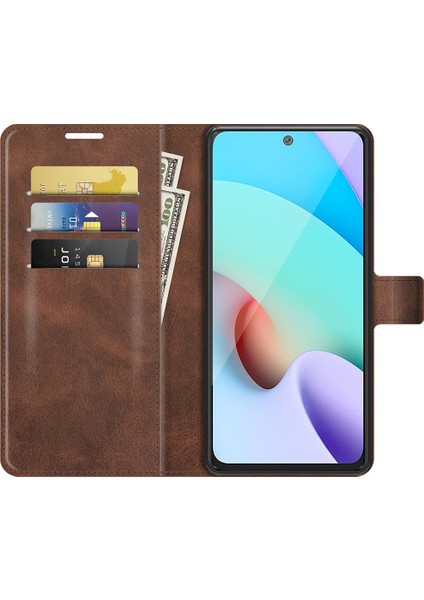 Folio Flip Manyetik Toka Deri Telefon Kılıfı Cüzdan Stand Kapağı Xiaomi Redmi Not 11 4g (Mediatek)/redmi 10 4g (2021)/REDMI 10 2022 4g/redmi 10 Prime-Brown (Yurt Dışından) fırsatları
