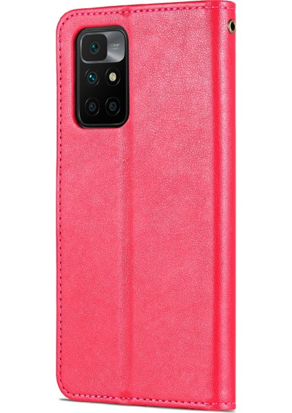 Xiaomi Redmi 10 4g (2021)/REDMI 10 Prime/redmi 10 2022 4g/redmi Not 11 4g (Mediatek) Pu Deri Anti-Drop Çift Taraflı Manyetik Toka Cüzdan Tasarı Tasarım Telefonu Vaka Kırmızı (Yurt Dışından) modelleri