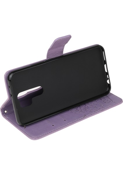 Baskı Ağacı Baykuş Cüzdan Deri Kılıfı Xiaomi Redmi 9 Işıklı Mor (Yurt Dışından) fırsatları