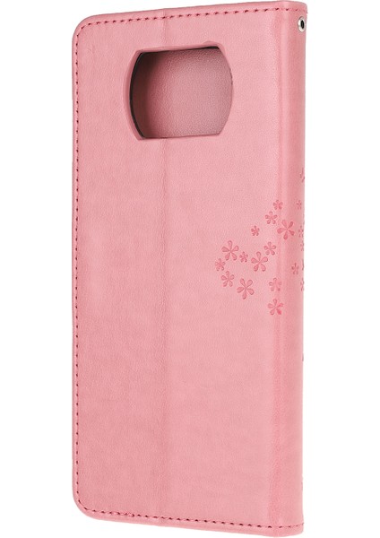 Xiaomi Poco X3/poco X3 Nfc-Pınk Için Şık Baskı Ağacı ve Baykuş Cüzdan Deri Telefon Koruyucusu (Yurt Dışından)