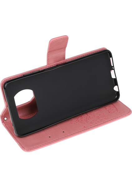 Xiaomi Poco X3/poco X3 Nfc-Pınk Için Şık Baskı Ağacı ve Baykuş Cüzdan Deri Telefon Koruyucusu (Yurt Dışından)