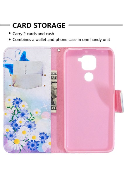 Xiaomi Redmi Için Stand Cüzdanı ile Desen Baskı Deri Kılıfı Not 9/redmi 10X 4g-Butterfly ve Daisy (Yurt Dışından) modelleri