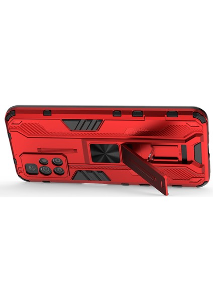 Hibrit Şok Geçirmez Ağır Hizmet Kombinasyonu Sert Pc Yumuşak Tpu Koruyucu Kasa Xiaomi Redmi Için Kickstand ile Not 11 4g (Mediatek)/redmi 10 4g (2021)/REDMI 10 2022 4g-Kırmızı (Yurt Dışından) fırsatları