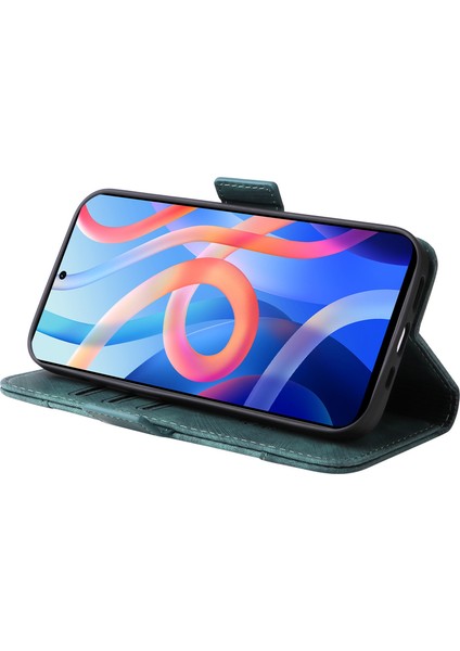 Xiaomi Redmi Için Note 11 Pro 5g (Mediatek)/note 11 Pro+ 5g/poco X4 NFC/11I 5g Baskılı Dikiş Hattı Deri Kılıf Telefon Cüzdan Stand Kapak Yeşili (Yurt Dışından) modelleri