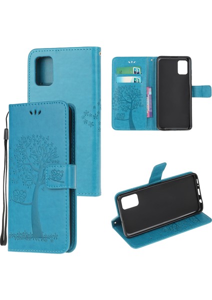 Ağaç Baykuş Deri Deri Şık Cüzdan Kılıfı Xiaomi Poco M3-Blue (Yurt Dışından)