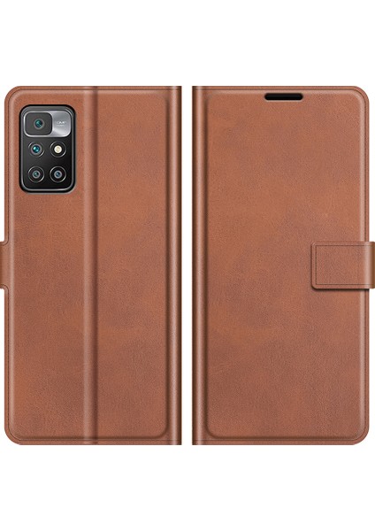 Folio Flip Manyetik Deri Telefon Kılıfı Cüzdan Stand Kapağı Xiaomi Redmi Not 11 4g (Mediatek)/redmi 10 4g (2021)/REDMI 10 2022 4g/redmi 10 Prime-Light Brown (Yurt Dışından)