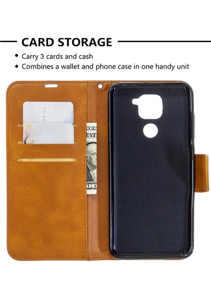 Cüzdan Stand Pu Deri Telefon Kılıfı Xiaomi Redmi Note 9/redmi 10X 4g-Brown (Yurt Dışından)