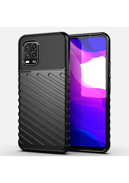 Thunder Serisi Twill Surface Tpu Kılıfı Xiaomi Mi 10 Lite 5g-Black (Yurt Dışından)