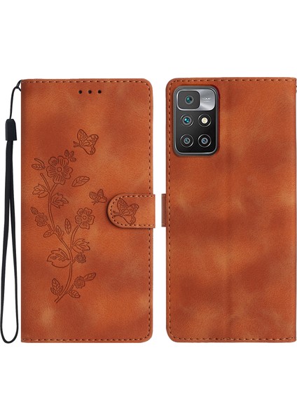 Xiaomi Için Redmi 10 4g (2021)/REDMI 10 2022 4g/10 Prime/not 11 4g (Mediatek) Baskılı Deri Telefon Kapak-Kahverengi (Yurt Dışından)