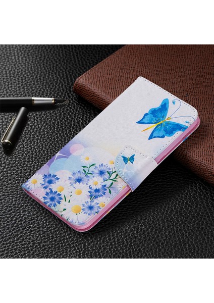 Xiaomi Redmi Için Stand Cüzdanı ile Desen Baskı Deri Kılıfı Not 9/redmi 10X 4g-Butterfly ve Daisy (Yurt Dışından) fırsatları