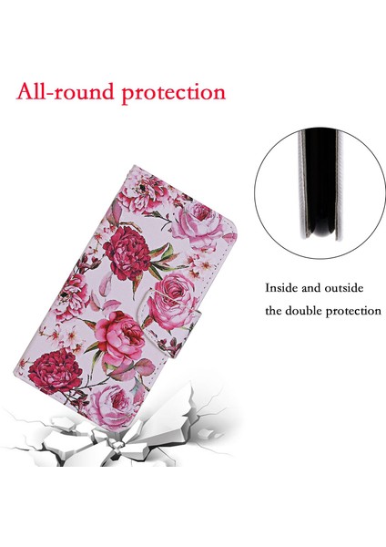 Desen Baskı Stand Cüzdan Deri Kılıfı Xiaomi Redmi Note 9/redmi 10X 4g-Peony (Yurt Dışından) modelleri