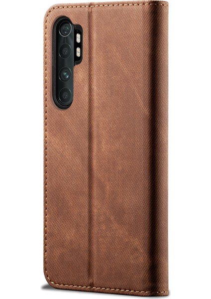 Kot Pantolon Deri Telefonu Cüzdanlı Deri Telefonu Xiaomi Mi Için Standı Not 10 Lite-Brown (Yurt Dışından)