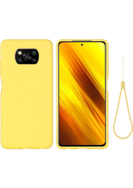Xiaomi Poco X3/x3 Nfc-Sarı Için Kayışlı Sıvı Silikon Koruyucu Kapak (Yurt Dışından)