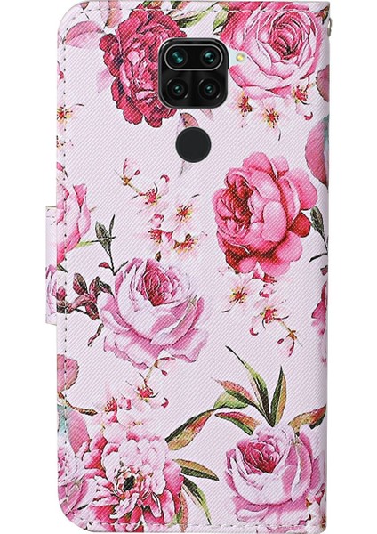 Desen Baskı Stand Cüzdan Deri Kılıfı Xiaomi Redmi Note 9/redmi 10X 4g-Peony (Yurt Dışından) fırsatları