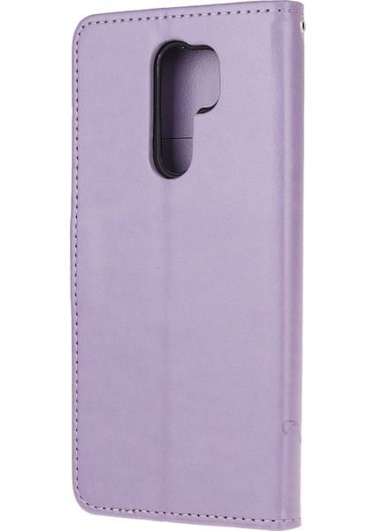 Xiaomi Redmi 9 Işıklı Mor Için Baskı Kelebek Çiçek Cüzdan Deri Kapağı (Yurt Dışından) modelleri