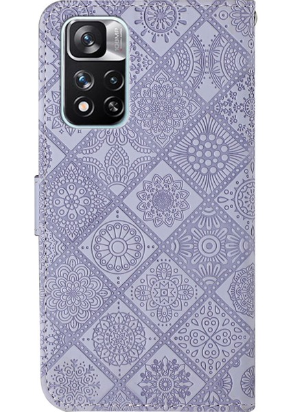 Çekim Dirençli Baskı Etnik Tarzı Çiçek Manyetik Toka Cüzdanı Pu Deri Kabuk Xiaomi Redmi Note 11 Pro 5g (Çin) (Mediatek)/not 11 Pro+ 5g-Purple (Yurt Dışından) fırsatları