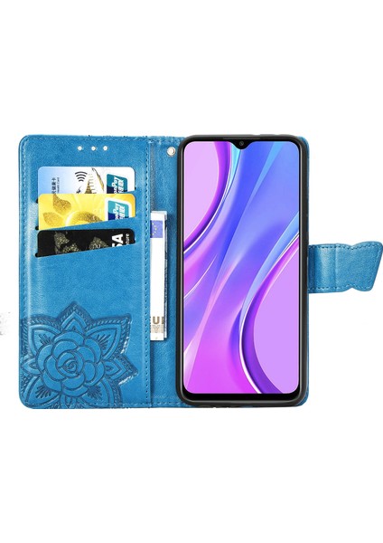 Xiaomi Için Redmi 9 Anti-Çizgi Pu Deri Deri Manyetik Kapanma Telefon Cüzdan Kapağı Baskılı Kelebek Desen Standı Case-Blue (Yurt Dışından) fiyatları