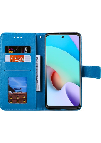 Xiaomi Için Redmi 10 4g (2021)/REDMI 10 2022 4g/redmi 10 Prime/redmi Not 11 4g (Mediatek) Basılı Mandala Çiçek Pu Deri Deri Cüzdan Stand Telefon Flip Kapak Kılıf Kılıfı Mavisi (Yurt Dışından) fırsatları