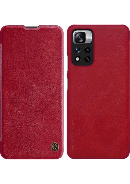 Pu Deri+ Pc Tam Koruma Telefon Kılıfı Kart Tutucu ile Xiaomi Redmi Note 11 Pro 5g (Çin) (Mediatek)/11 Pro+ 5g-Red (Yurt Dışından)