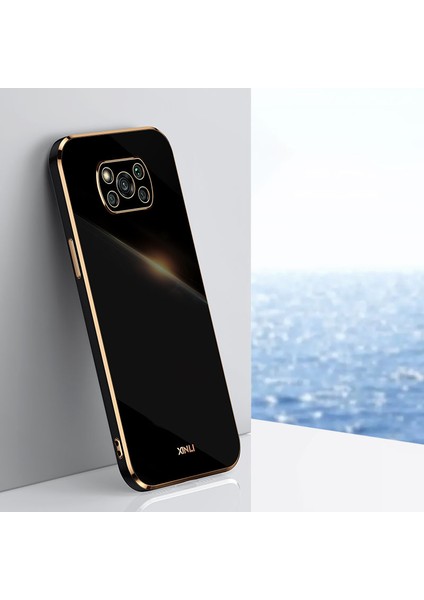 Xıaomı Poco X3/x3 Pro/x3 Nfc Için Xinli Telefon Kılıfı, Damla Geçirmez Elektrokaplatma Altın Kenar Tpu Koruyucu Arka Kapak Black (Yurt Dışından)