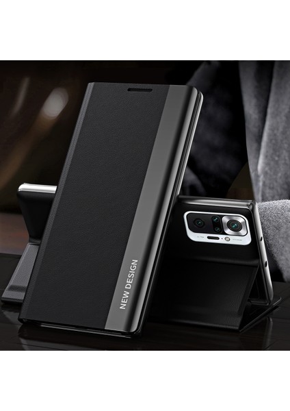 Xiaomi Redmi Için Tam Koruma Sonbahar Geçirmez Deri Telefon Standı Kasa Kabuğu Note 10 Pro 4g (Global)/note 10 Pro 4g (Hindistan) -Black (Yurt Dışından) fırsatları