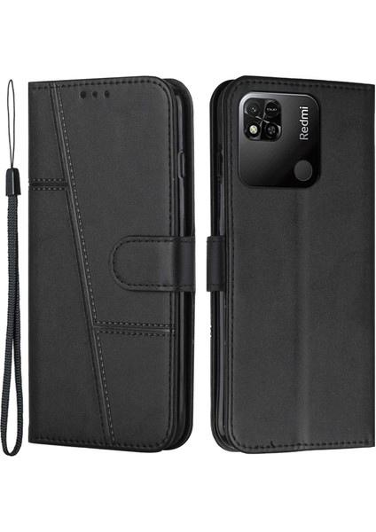 Xiaomi Için Redmi 10A/POCO C31/REDMI 9c/9c Nfc Dikiş Pu Deri Koruyucu Kılıf Fonksiyon Folio Stand Şok Geçirmez Kapak (Yurt Dışından)
