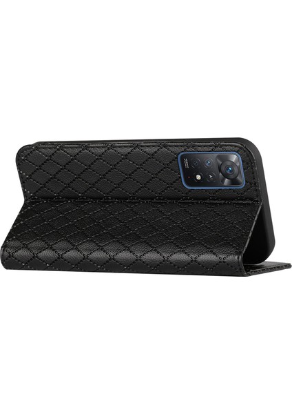 Xiaomi Redmi Için Note 12 Pro 4g/11 Pro 4g (Mediatek)/note 11 Pro 5g (Qualcomm)/note 11 Pro+ 5g Rhombus Desen Litchi Dokusu Manyetik Pu Deri Cüzdan Kılıf Black (Yurt Dışından) fırsatları