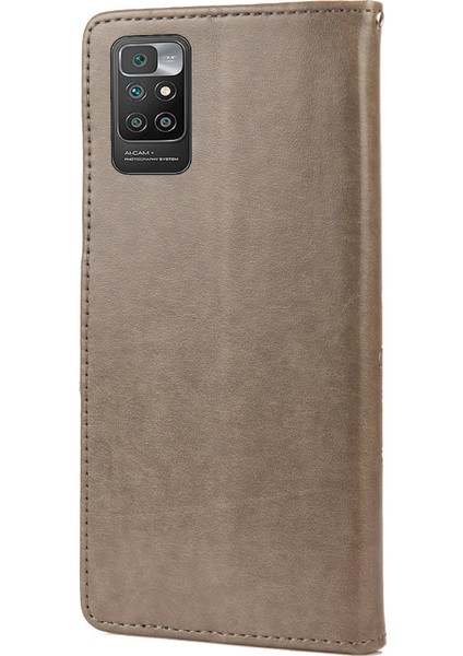Pu Deri Kelebekler Desen Dizisi Cüzdan Tasarım Telefon Kılıfı Xiaomi Redmi Not 11 4g (Mediatek)/redmi 10 4g (2021)/REDMI 10 2022 4g/redmi 10 Prime-Grey (Yurt Dışından) modelleri