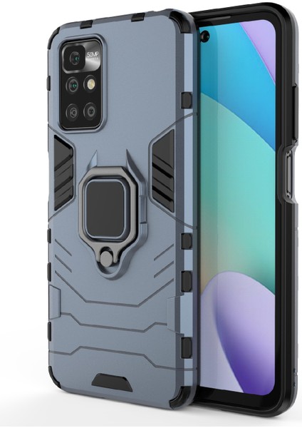 Xiaomi Redmi 10 4g (2021)/REDMI 10 2022 4g/redmi Not 11 4g (Mediatek) Yüzük Tutucu Kickstand Shockproof Tpu+Sert Pc Telefon Kapak-Mavi (Yurt Dışından) fiyatları