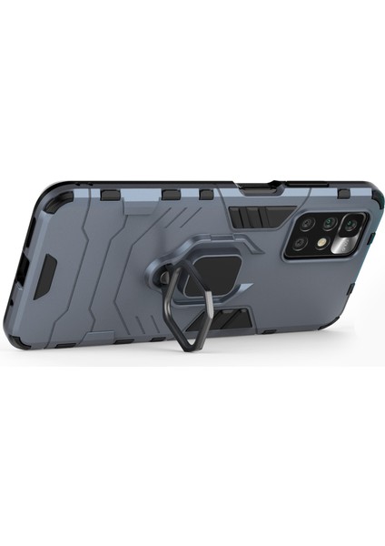 Xiaomi Redmi 10 4g (2021)/REDMI 10 2022 4g/redmi Not 11 4g (Mediatek) Yüzük Tutucu Kickstand Shockproof Tpu+Sert Pc Telefon Kapak-Mavi (Yurt Dışından) modelleri