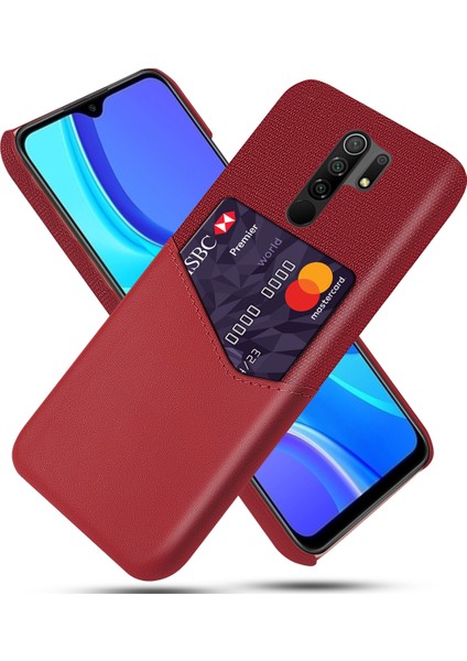 Xiaomi Redmi 9-Kırmızı Için Kumaş+Pu Deri Kaplı Pc Kapağı (Yurt Dışından)