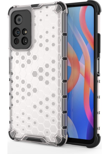 Petek Deseni Kazık Dayanıklı Şok Geçirmez Tpu+Pc Combo Kılıfı Xiaomi Redmi Not 11 5g (Çin) (Mediatek)/redmi Not 11T 5g/redmi Not 11S 5g-Beyaz (Yurt Dışından)