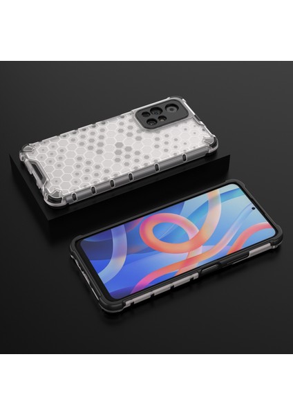 Petek Deseni Kazık Dayanıklı Şok Geçirmez Tpu+Pc Combo Kılıfı Xiaomi Redmi Not 11 5g (Çin) (Mediatek)/redmi Not 11T 5g/redmi Not 11S 5g-Beyaz (Yurt Dışından) modelleri