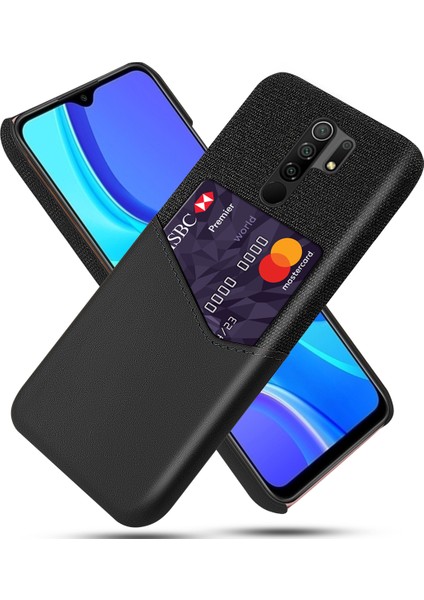 Xiaomi Redmi 9-Black Için Kumaş+Pu Deri Kaplı Pc Kapağı (Yurt Dışından)