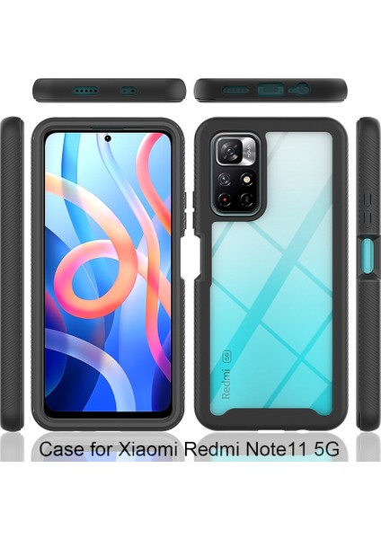 Xiaomi Redmi Için Note 11 5g (Çin) (Mediatek)/not 11S 5g/not 11T 5g Tam Kapsam Pc+Tpu+Pet Ekran Koruyucu 3-1 Arada Telefon Kılıfı Kabuk Pembe (Yurt Dışından)
