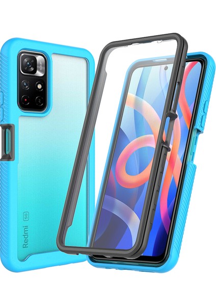 Xiaomi Redmi Için Not 11 5g (Çin) (Mediatek)/not 11S 5g/not 11T 5g Tam Kapsam Pc+Tpu+Pet Ekran Koruyucusu 3-1 Arada Telefon Kılıfı Kabuk Baby Mavi (Yurt Dışından)