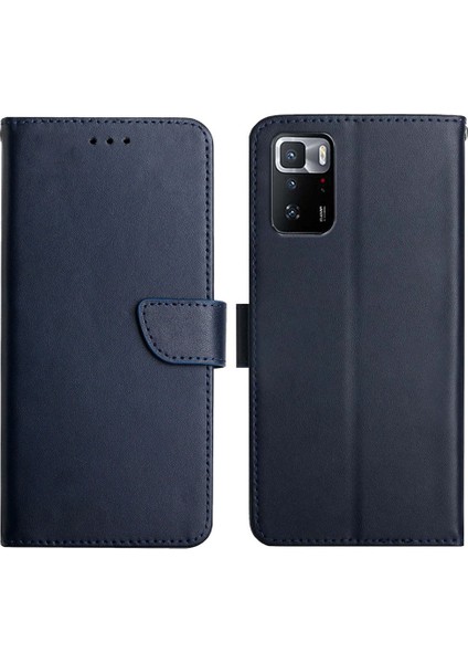 Nappa Doku Orijinal Deri Kılıfı Tam Koruma Telefon Kapağı Cüzdan Standı Xiaomi Redmi Note 10 Pro (Çin)/poco X3 Gt 5g-Blue (Yurt Dışından)