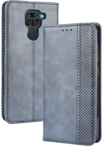 Xiaomi Redmi Için Retro Otomatik Emici Deri Cüzdan Kılıfı Note 9/redmi 10X 4g-Blue (Yurt Dışından)