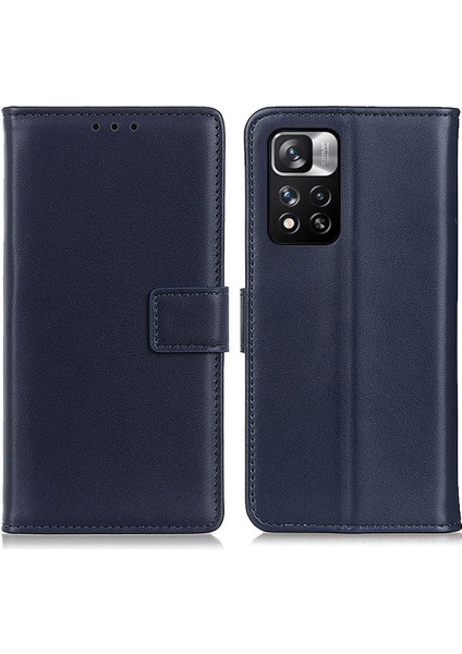 Xiaomi Redmi Için Note 11 Pro 5g (Çin) (Mediatek)/11 Pro+ 5g Folio Flip Stand Tasarım Anti-Fall Pu Deri Cüzdan Telefon Kılıfı Kabuk Mavisi (Yurt Dışından)