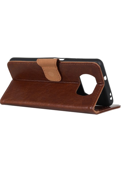 Telefon Kabuğu Nappa Dokusu Xiaomi Poco X3 Nfc/x3-Brown Için Deri Deri Cüzdan Kılıfı (Yurt Dışından)