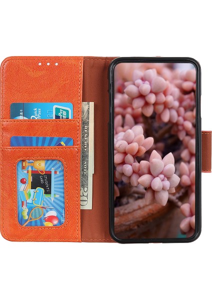 Telefon Kabuğu Nappa Doku Xiaomi Poco X3 Nfc/x3-Orange Için Deri Deri Cüzdan Kılıfı (Yurt Dışından)