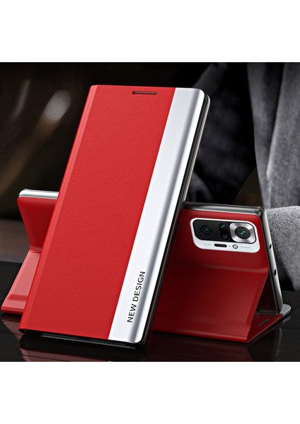 Xiaomi Redmi Için Tam Koruma Sonbahar Geçirmez Deri Telefon Standı Kasa Kabuğu Note 10 Pro 4g (Global)/note 10 Pro 4g (Hindistan) -Red (Yurt Dışından) fırsatları