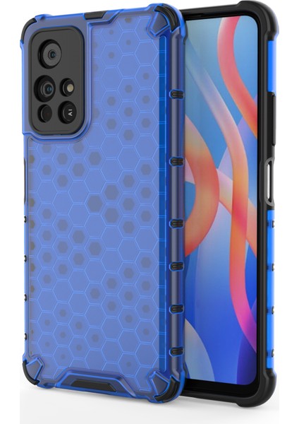 Petek Deseni Kazık Dayanıklı Şok Geçirmez Tpu+Pc Combo Kılıfı Xiaomi Redmi Not 11 5g (Çin) (Mediatek)/redmi Not 11T 5g/redmi Not 11S 5g-Mavi (Yurt Dışından)