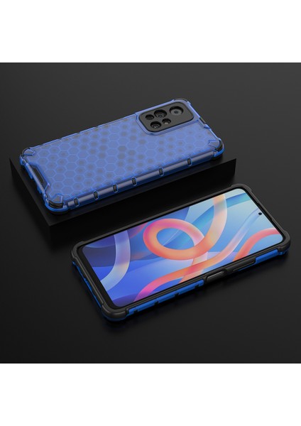 Petek Deseni Kazık Dayanıklı Şok Geçirmez Tpu+Pc Combo Kılıfı Xiaomi Redmi Not 11 5g (Çin) (Mediatek)/redmi Not 11T 5g/redmi Not 11S 5g-Mavi (Yurt Dışından) modelleri